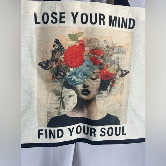 Butterfly Tote Bag Canvas Women, Flower, Beach With Handles, Reuse Shopping New - Picture 5 of 8